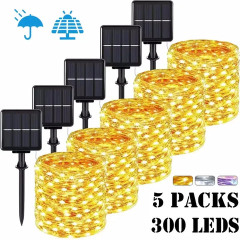 32m Solar LED Outdoor String Lights, Waterproof Festoon Fairy Garden Lights, Twinkle Christmas Garland for Yard Decor