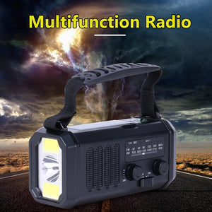 10,000mAh Solar Hand Crank Weather Radio with USB Charging, Emergency LED Flashlight, NOAA FM/AM/WB Power Bank