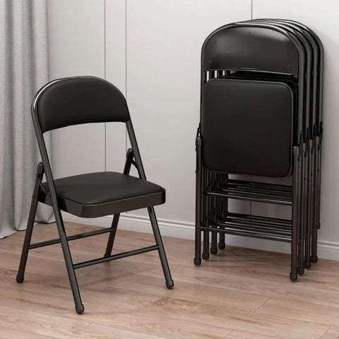 Black Steel Folding Chair - Portable, Durable, Space-Saving for Camping, Outdoor, Beach