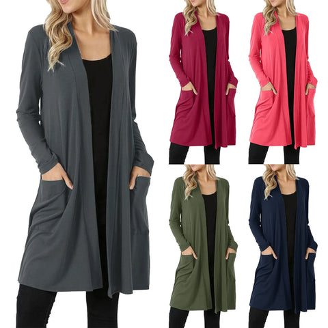 2024 Women's Autumn Long Sleeve Loose Knitwear Cardigan Sweater Casual Thin Coat