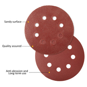100pcs 5" 8-Hole Sandpaper 80-3000 Grit Mixed Self-Adhesive Sanding Discs Polishing Pads for Auto 125mm