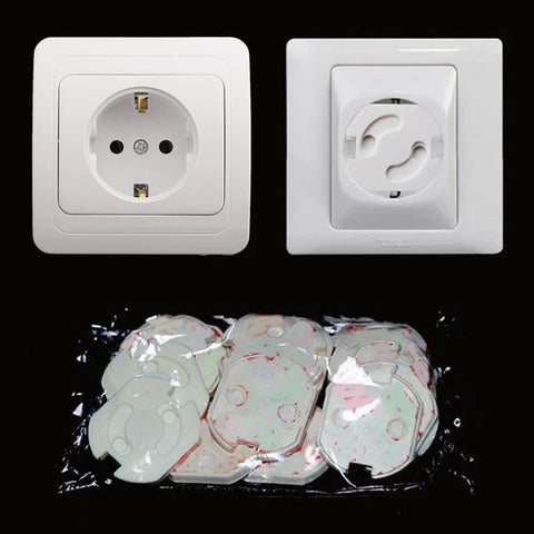 10pcs Child Safety Plug Covers - 2-Hole Round European Anti-Electric Socket Protectors