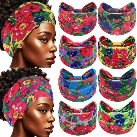 Floral Yoga Headbands 6-Pack – Stretchy Boho Hair Wraps for Women’s Fashion & Fitness