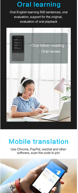 Portable T16 AI Voice Translator: 138 Languages, Real-Time, 3.1" Screen, Offline Capability, Voice Record
