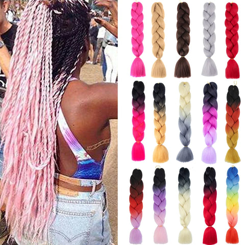 24" Jumbo Synthetic Braiding Hair Extensions Afro Ombre Crochet Braids Wholesale