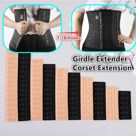 18 7-18 Hooks Waist Belt Trainer Extender 3 Rows Adjustable Corset Bra Back Buckle Extension Girdle