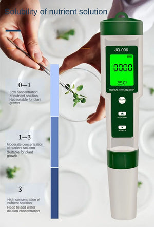 10 in 1 Water Quality Tester: pH/EC/TDS/ORP/Temp/Salt/Resistivity for Aquariums & Pools