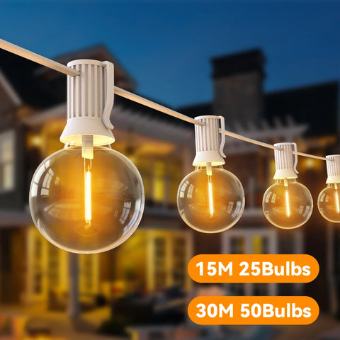 G40 30m Warm White String Lights for Patio and Garden Christmas Decorations