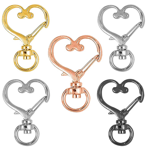 50pcs Heart Shape Keychain Clips - Metal Spring Snap Hooks for DIY Keyring, Bag Accessories & Hanging Buckles