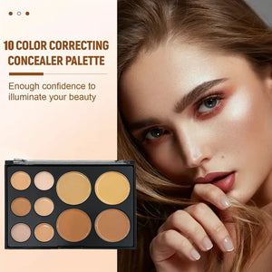10-Color Matte Concealer Palette: Full Coverage for Dark Circles, Tattoos & Contouring