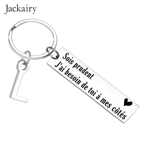 French Drive Safe Keychain for Boyfriend, Husband, BFF - Valentines, Christmas Gift, Sois Prudent J'ai Besoin De Toi Messages