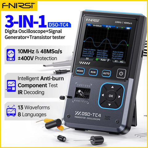 3-in-1 Handheld Digital Oscilloscope Transistor Tester Signal Source Portable Electronic Tester Tools
