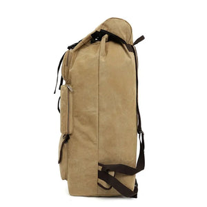 100L Canvas Backpack for Travel & Hiking - Men's Large Capacity Pack with Blanket Storage