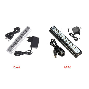 10-Port USB 2.0 Hub Splitter for Keyboard, Mouse, U-Disk, Phone Charging Cable Adapter