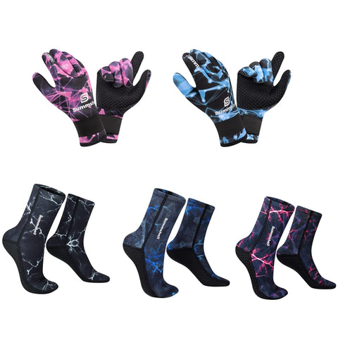 3mm Neoprene Diving Socks & Gloves Set Non-Slip Swim Boots for Spearfishing, Rafting, Kayaking, Surfing
