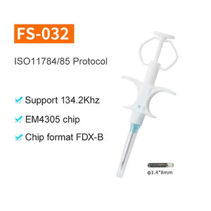 100 Pcs Pet Microchip 134.2kHz FDX-B Animal ID Chip with Syringe, ISO Standard