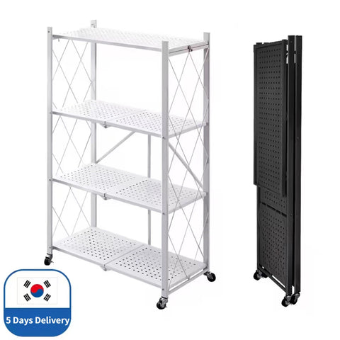 Foldable Large Metal Storage Shelves, Installation-Free Kitchen Shelving Unit, Iron Frame, Standing Folding Storage Shelf