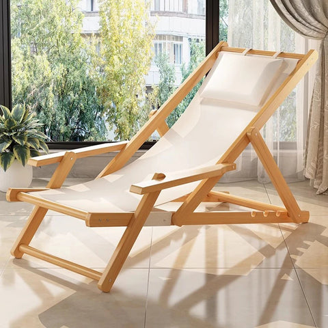 Folding Recliner Beach Chair Adjustable Sunlounger for Balcony & Picnic