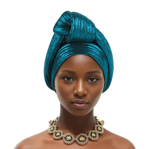 Elegant African Head Wrap for Women - Solid Color Headtie for Summer/Autumn Outfits