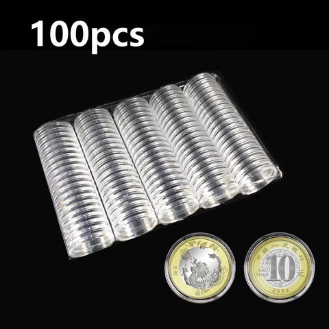 100-Pack Adjustable Coin Holders 16-46mm, Coin Storage Organizer Set