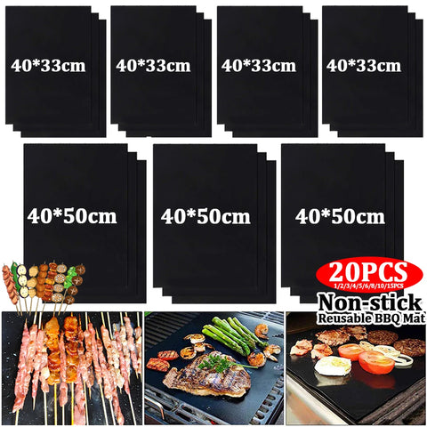 Heat-Resistant Nonstick BBQ Grill Mats - Reusable Cooking & Baking Sheets