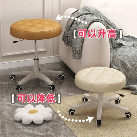 Adjustable Round Rotating Salon Stool with Wheels for Beauty & Barber Shops – Ideal Eyelash Chair