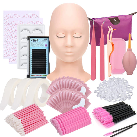 Eyelash Extension Starter Kit: Tweezers, Glue, Brushes, Eye Pads