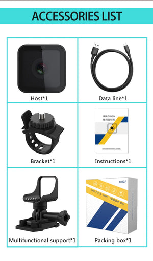 1080p HD Wireless Mini Camera, Wifi Hotspot Cam, Outdoor Sports & Motorcycle Dash Recorder