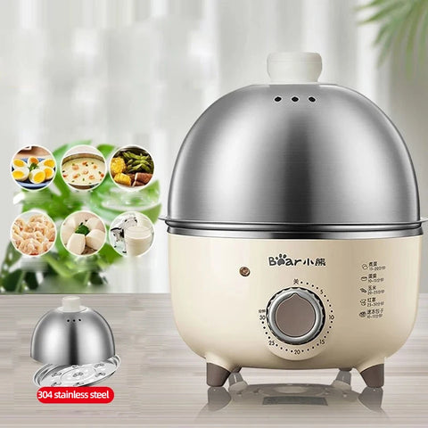 Electric Egg Boiler 360W Multicooker Steamer with Timer - Automatic Egg Cooker and Custard Maker