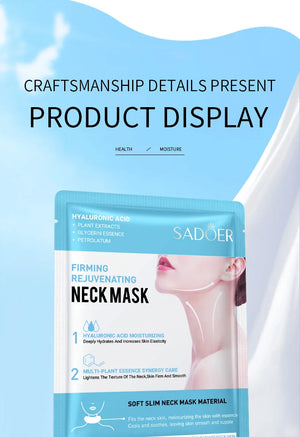 10-Pack Hydrating Firming Neck Masks with Hyaluronic Acid Skincare Set