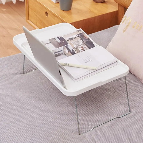 Folding Portable Laptop Table Tray with Cup Holder, Non-Slip Bed Desk for Students, Sofa, Dorm Use
