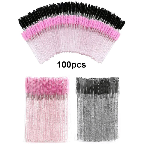 100-Pack Disposable Mascara Brushes Spoolie Wands for Lash Extensions & Makeup