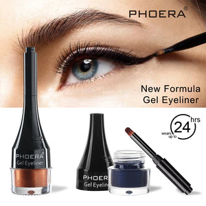 10-Color Waterproof Gel Eyeliner Set with Brush - Long-Lasting Eye Makeup Kit