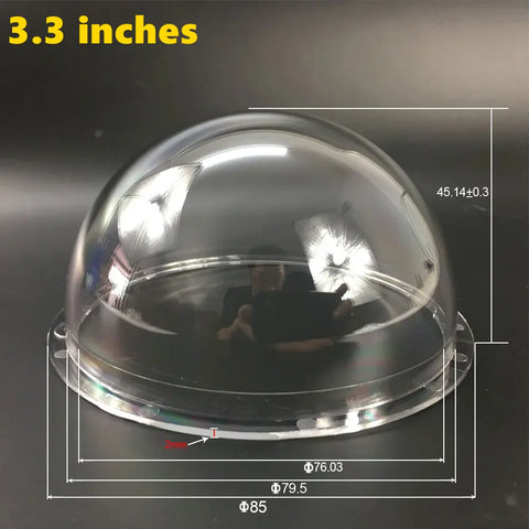 3.3" Clear Acrylic Dome CCTV Camera Cover for Indoor/Outdoor Use - Compatible with Hikvision, Dahua, Samsung