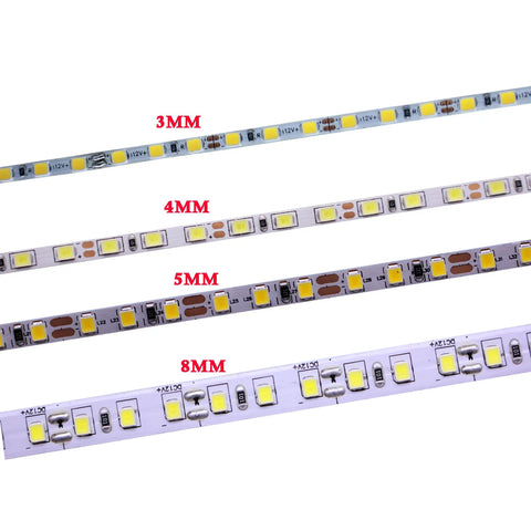 3mm-5mm LED Strip Light 5m 12V 2835 120/180 LEDs Rope Flexible Backlight Lamp for Home Decor