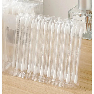 100-Pack Double-Ended Cotton Swabs - Individually Wrapped, Disposable, Travel-Friendly Cosmetic Sticks