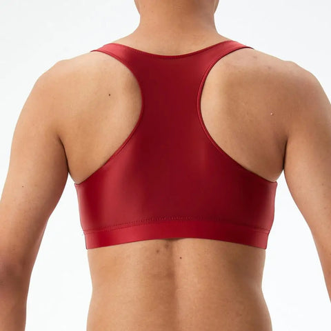 Breathable Men's Racerback Tank Top O-Neck Sleeveless Vest Silky Smooth Solid Color Shirt