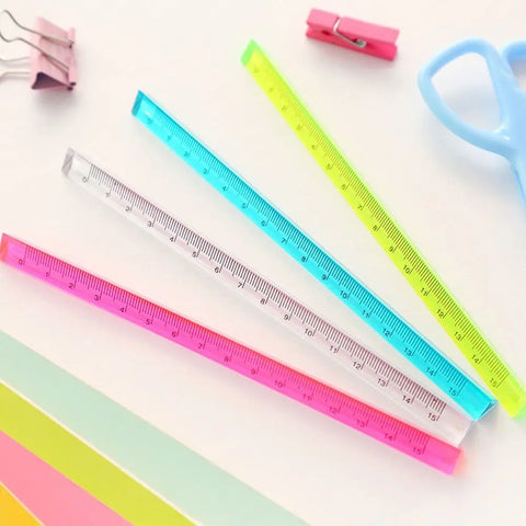 Acrylic Triangle Ruler 15/20cm Transparent Scale for Students, Drawing & Measurement Tool, School Stationery