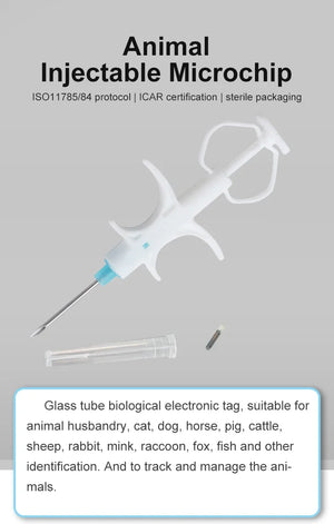 100 Pcs Pet Microchip 134.2kHz FDX-B Animal ID Chip with Syringe, ISO Standard