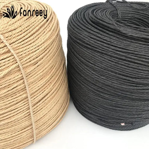 4mm x 500g Waterproof Kraft Paper Rope, Black & Light Brown, 3-Strand String for Chair Repair & Furniture Crafting