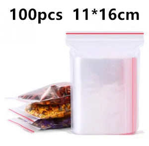 100 Pack Freezer Safe 50 Micron Ziplock Bags, Food Storage for Snacks & Cookies