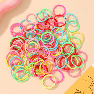 100pcs Baby Hair Rubber Bands 2cm Colorful No-Pull Elastic Thumb Ring Toddler Kids Scrunchies Set