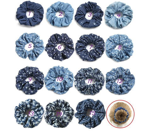 Elastic Polka Dot Paisley Hair Scrunchies & Ties – Star, Anchor, Checkered Designs