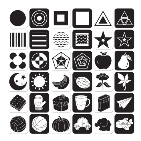 Baby Visual Development Flashcards - High Contrast Montessori Infant Learning Toy