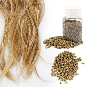 1000pcs 5mm Silicone Micro Beads for I Tip Hair Extensions, Microlink Hair Extension Beads, Premium Lined Beads Tool