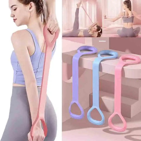 8-Character Yoga Elastic Fitness Belt for Women - Shoulder & Back Stretcher, Home Gym Equipment 2024