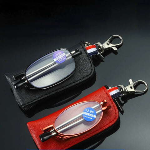 Foldable Portable Reading Glasses with Case, Telescopic Legs for Men & Women