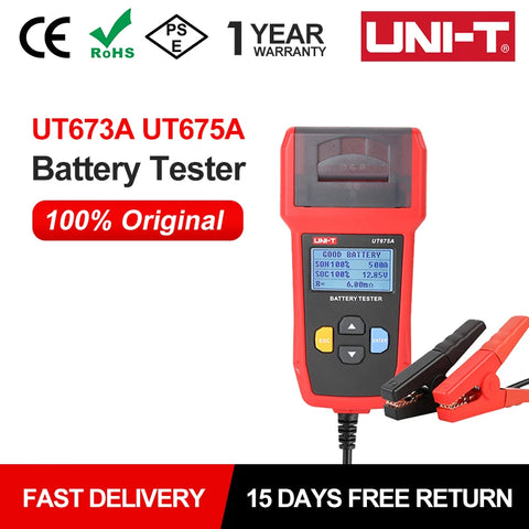 Car Battery Tester 12V/24V DC Load Capacity Meter Checker with Charging Circuit & Cranking Test