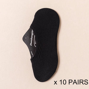 10 Pairs Men's Invisible Non-Slip Silicone Liner Socks, Breathable Thin Nylon No Show Loafers for Summer