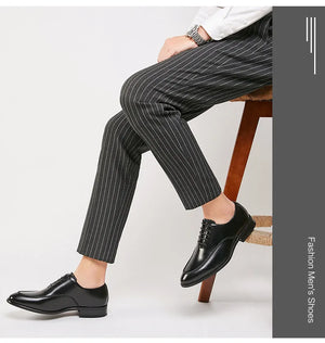 Men's 2025 Leather Dress Shoes, Breathable Classic Formal Oxfords for Office & Weddings